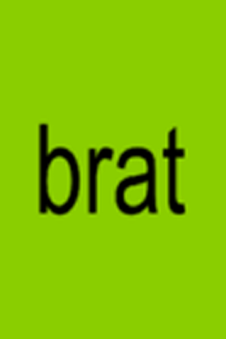 Das Wort „brat“ auf einem grünen Hintergrund, möglicherweise ein Albumcover.