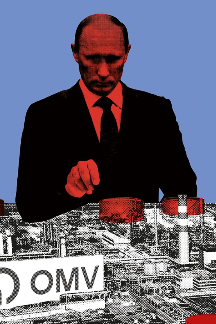Die Illustration stellt die russische Spionage in der OMV dar.