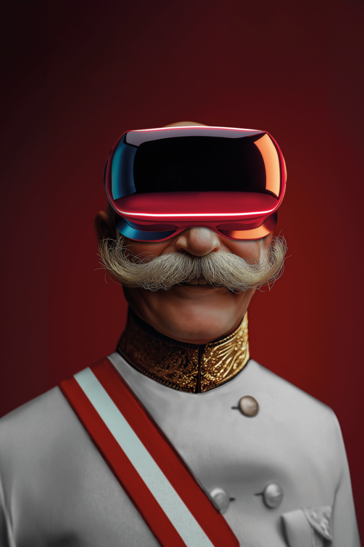 Kaiser Franz Josef, KI-verändert mit futuristischer Brille