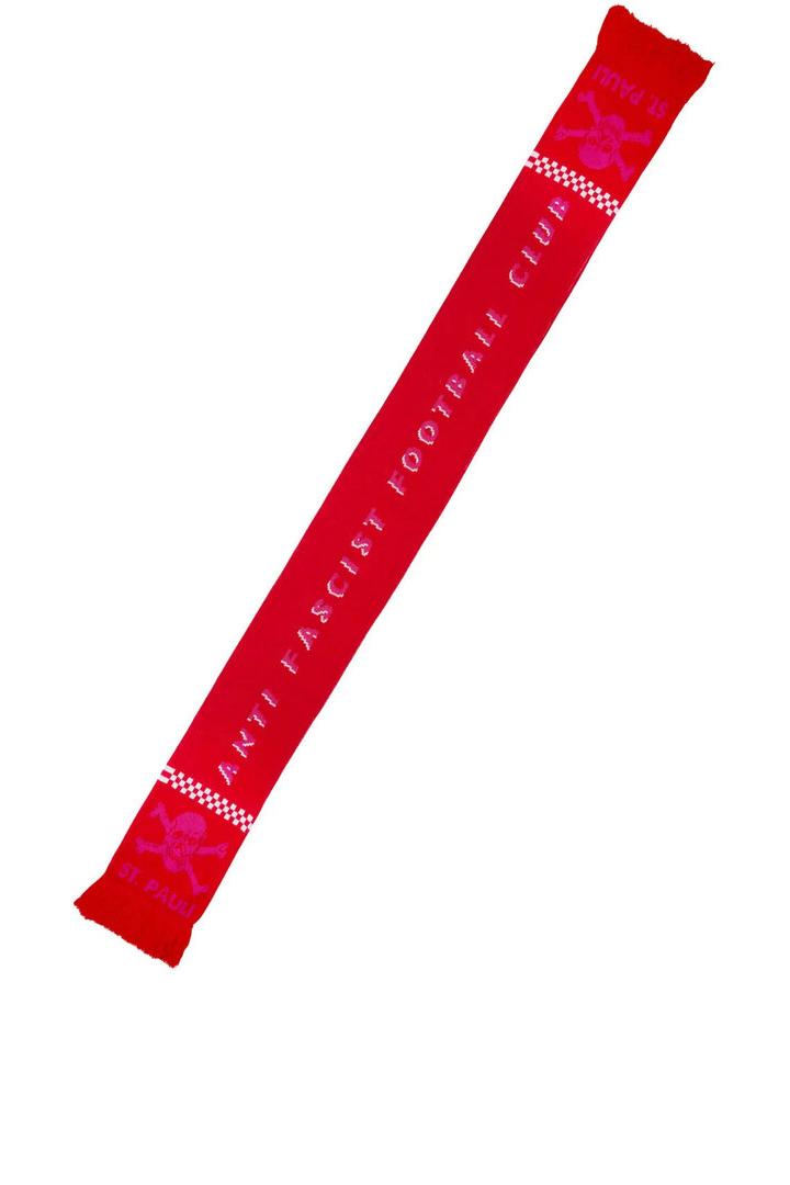 roter Fußballschal mit Aufschrift Anti-Fascist Football Club