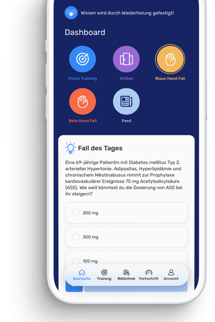 Eine App, mit der Ärzte Medikamentenwissen trainieren können.