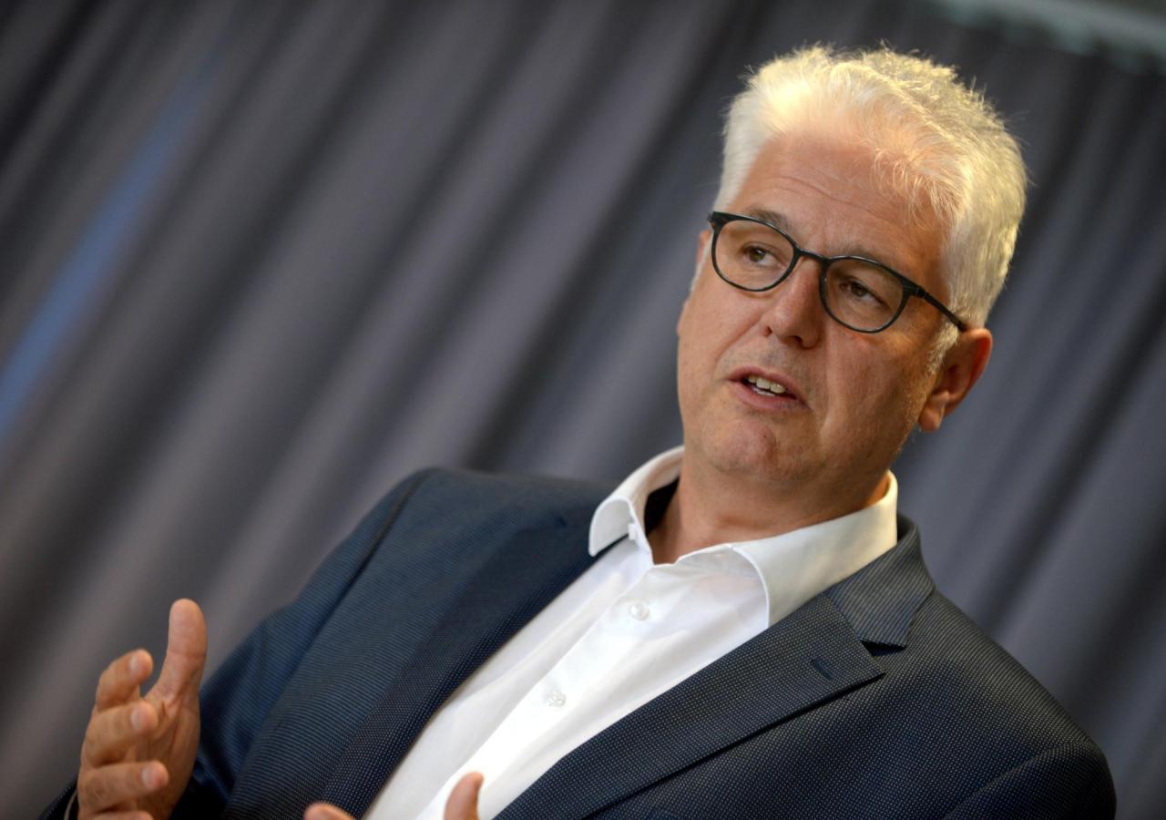 ÖGK-Obmann Andreas Huss während einer Pressekonferenz 2020