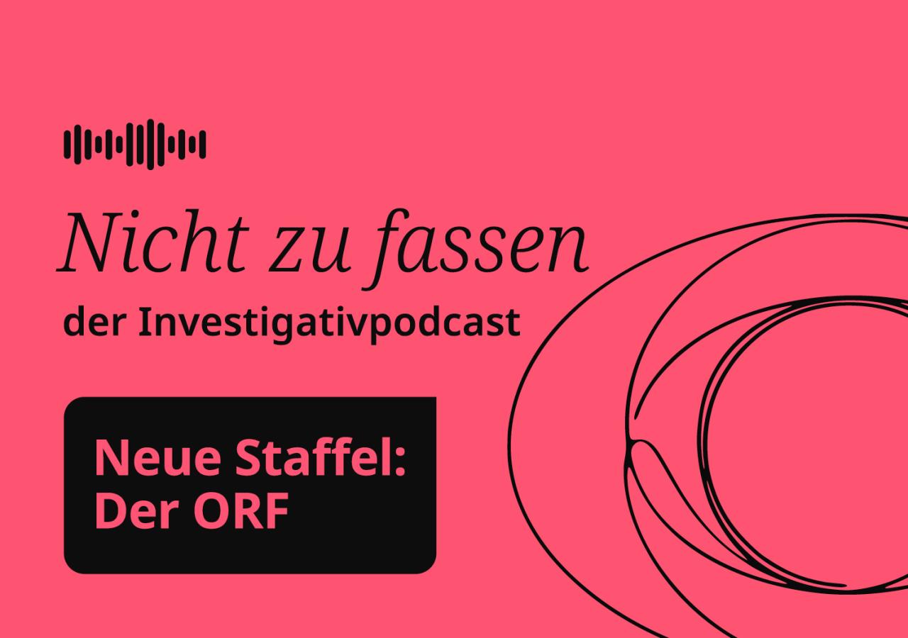 Banner für den ORF Podcast: Nicht zu fassen: Der Investigativpodcast