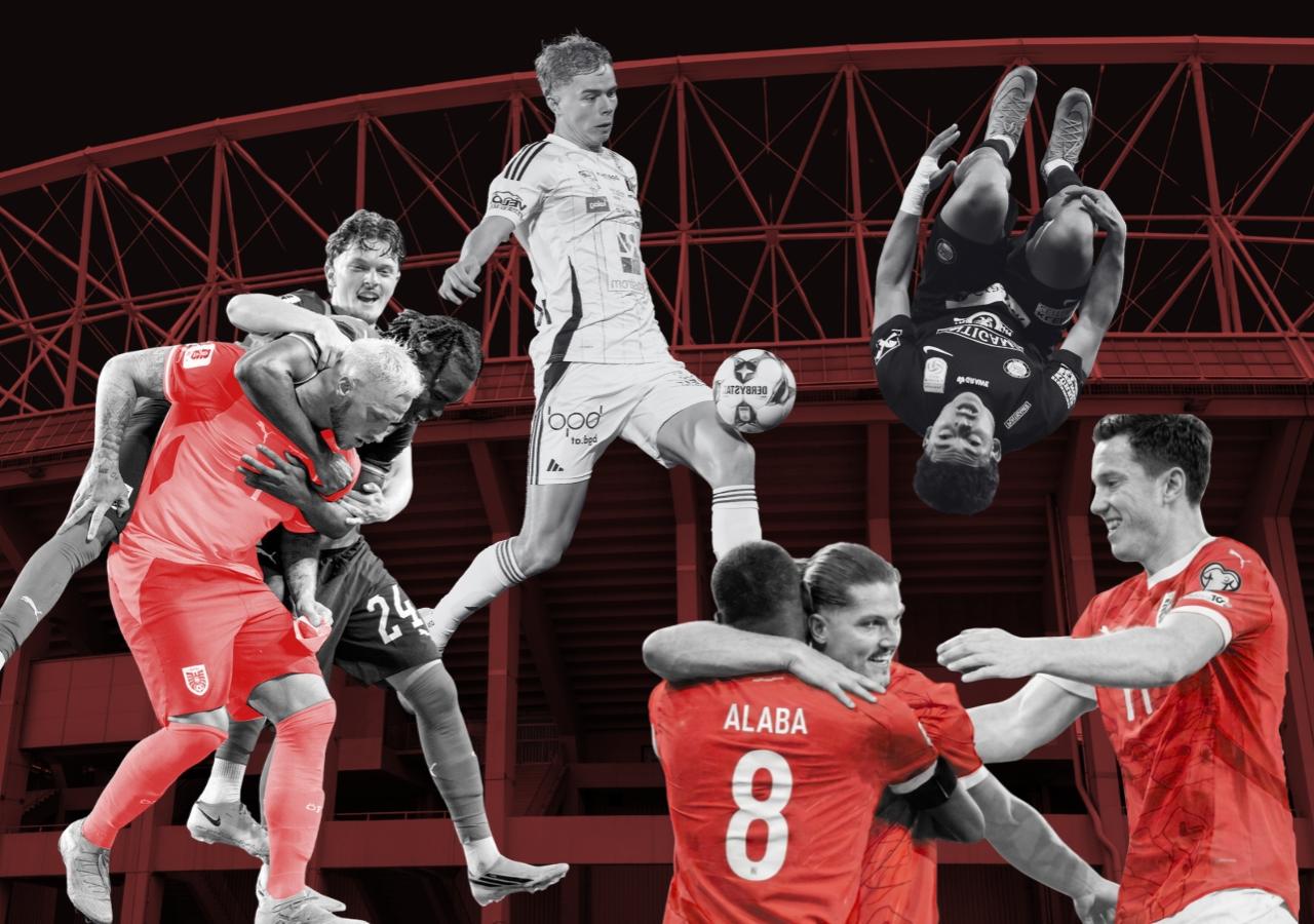 profil Kollage von  Marko Arnautović, Paul Wanner,  Carney Chukwuemeka, Erik Kojzek, David Alaba, Marcel Sabitzer, Michael Gregoritsch, Jacob Hödl