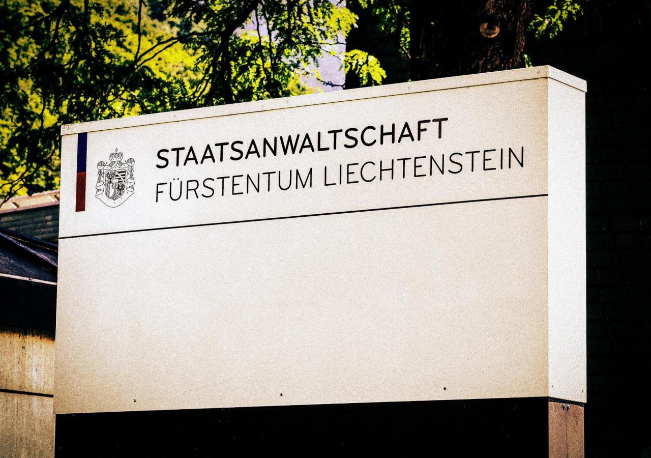 Ein Aufschrift der liechtensteinischen Staatsanwaltschaft