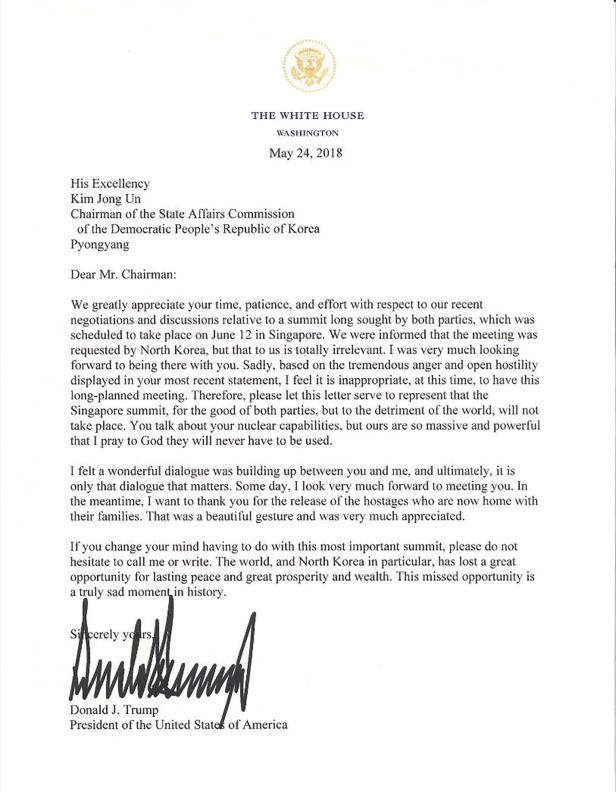 Trumps Brief an Kim Jong-un Trumps Brief an Kim Jong-un