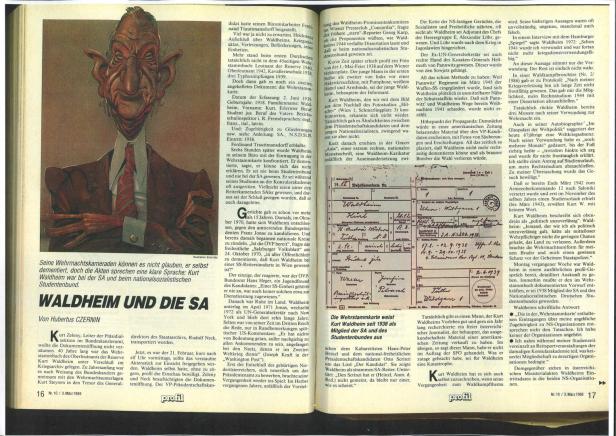 "Waldheim und die SA" Ein Artikel über Kurt Waldheims Vergangenheit in der SA und dem Nationalsozialistischen Studentenbund.