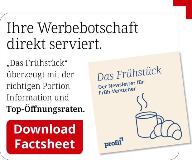 Werbeanzeige für das Buchen von Werbung im Newsletter "Das Frühstück" mit Link zum Factsheet& Schatten" und dem Aufruf "Ausgabe nachlesen"