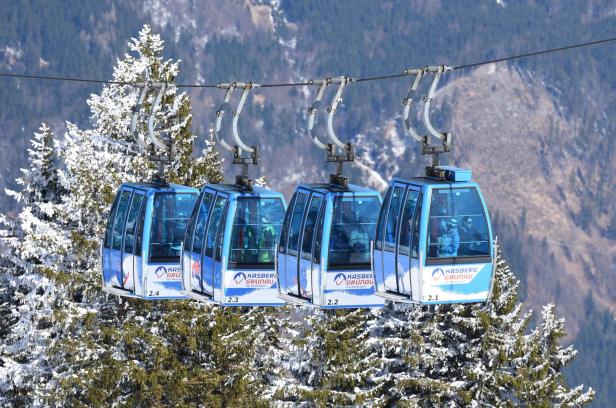 zu sehen ist die Gruppenumlaufbahn am Kasberg, in Grünau im Altmal, aufgenommen im Februar 2021.