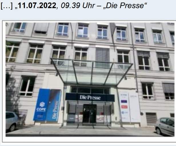 Ein Foto aus einem Akt zeigt ein Foto der Redaktion von "Die Presse"