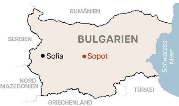 Landkarte von Bulgarien mit Städten Sofia und Sopot