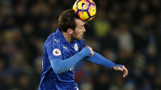 Christian Fuchs (Leicester City) in Aktion