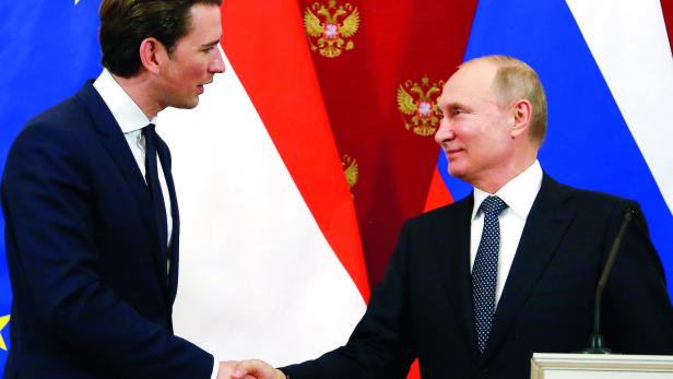 Sebastian Kurz und Wladimir Putin bei einem Besuch in Moskau. 