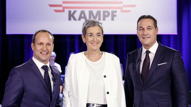 Neos-Chef Matthias Strolz, Grünen-Spitzenkandidatin Ulrike Lunacek und FPÖ-Chef Heinz-Christian Strache