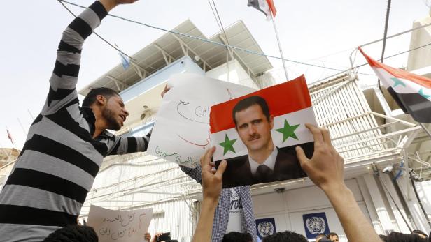 Pro-Assad Demonstranten 2017 in Damaskus.