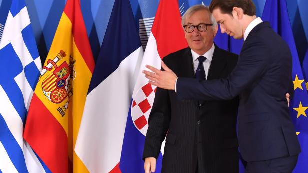 Sebastian Kurz mit dem Präsidenten der Europäischen Kommission Jean-Claude Juncker Sebastian Kurz mit dem Präsidenten der Europäischen Kommission Jean-Claude Juncker