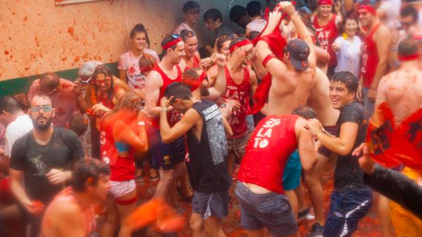 Das alljährliche "La Tomatina"-Fest in spanischen Buñol.