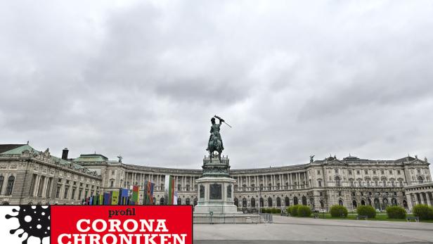 Ein leerer Wiener Heldenplatz am ersten Wochenende der Corona-Ära.