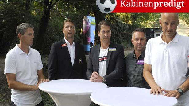 Didi Kühbauer (WAC), Zoran Barisic (Rapid), Franco Foda (Sturm Graz), Damir Canadi (Altach) und Peter Zeidler (RB Salzburg) fiebern dem Bundesliga-Start entgegen.