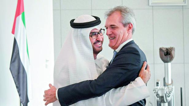 Sultan Al Jaber und OMV-Vorstandschef Rainer Seele am Samstag, 23. März 2019, anl. eines Treffens in Abu Dhabi.