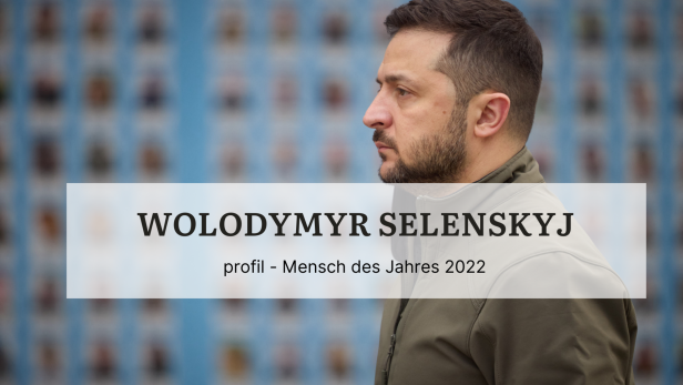 Ein Porträt von Wolodymyr Selenskyj, „Mensch des Jahres 2022“.