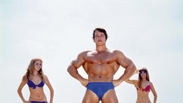 Arnold Schwarzenegger in den 1970er Jahren, wo er häufig als Model für Bodybuilding-Magazine posierte.