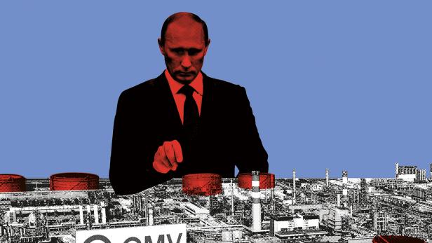 Die Illustration stellt die russische Spionage in der OMV dar.