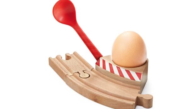 Eierbecher von Manufactum in Eisenbahnschienen-Optik