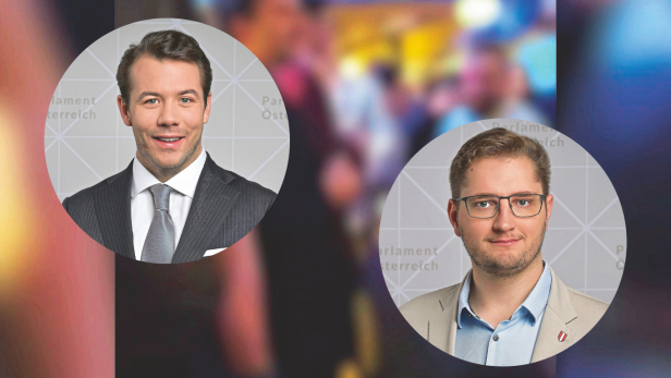 Im Hintergrund ist ein Screenshot aus einem Video zu sehen, im Vordergrund Portraits von Maximilian Weinzierl und Sebastian Schwaighofer