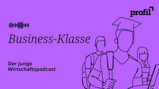 Logo in lila für Podcast profil Businessklasse mit Schülern 