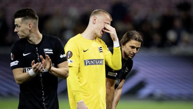 Sturm-Graz-Spieler genervt nach einer Niederlage im Europacup
