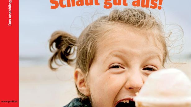 Das Cover des profil zeigt ein Mädchen mit Eis und der Headline "Schaut gut aus!".