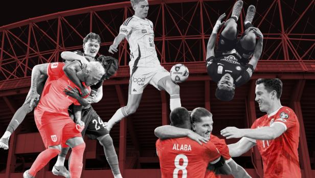 profil Kollage von  Marko Arnautović, Paul Wanner,  Carney Chukwuemeka, Erik Kojzek, David Alaba, Marcel Sabitzer, Michael Gregoritsch, Jacob Hödl