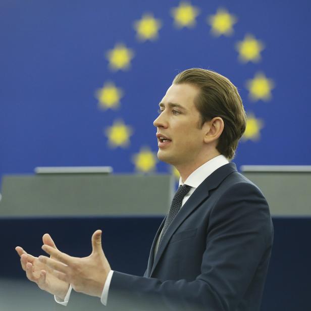 Bundeskanzer Sebastian Kurz bei seiner Rede vor dem Europäischen Parlament in Strassburg am Dienstag, 3. Juli 2018