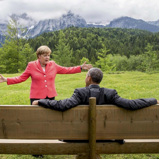 Weltpolitik auf der Alm: Merkel und Obama