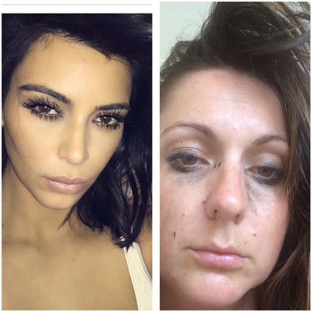 "Wieder einmal mit Make-Up eingeschlafen, Kim Kardashian? Ich auch."