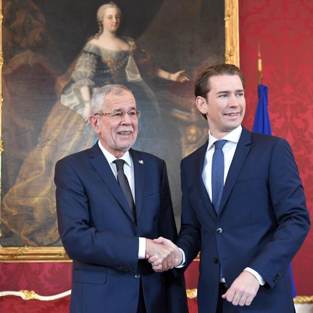 Bundespräsident Alexander Van der Bellen und ÖVP-Chef Sebastian Kurz bei einem Treffen in der Präsidentschaftskanzlei