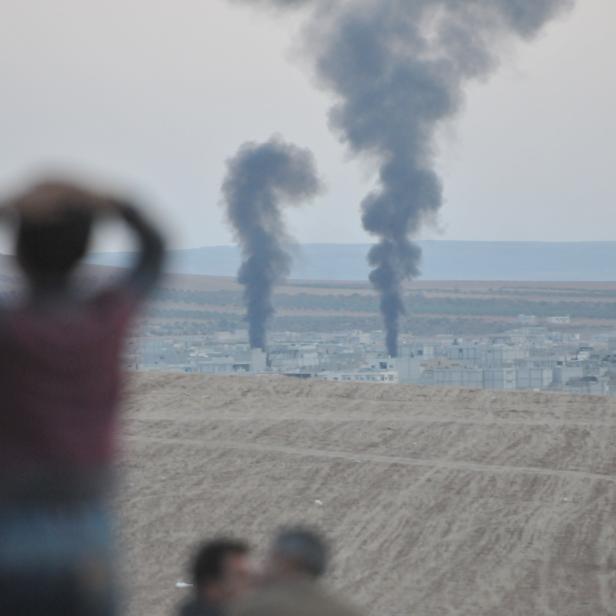 Explosionen in Kobane, Syrien, 2014.