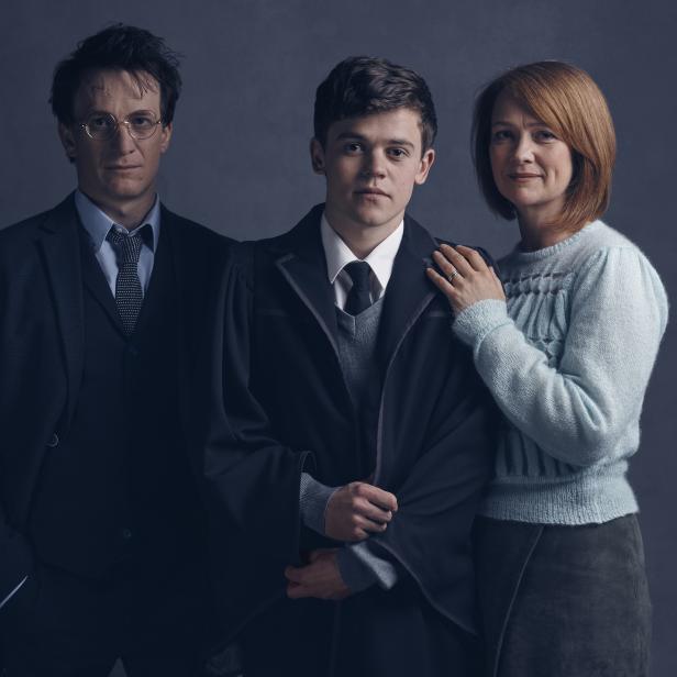 Harry Potter (Jamie Parker), Albus Potter (Sam Clemmett) und Ginny Potter (Poppy Miller)