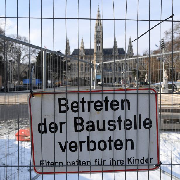 Baustelle vor dem Wiener Rathaus im Jänner 2017