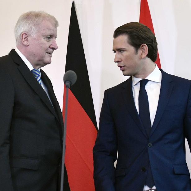 Horst Seehofer, Deutschlands Innenminister, und Bundeskanzler Sebastian Kurz (ÖVP) beim hetigen Treffen in Wien