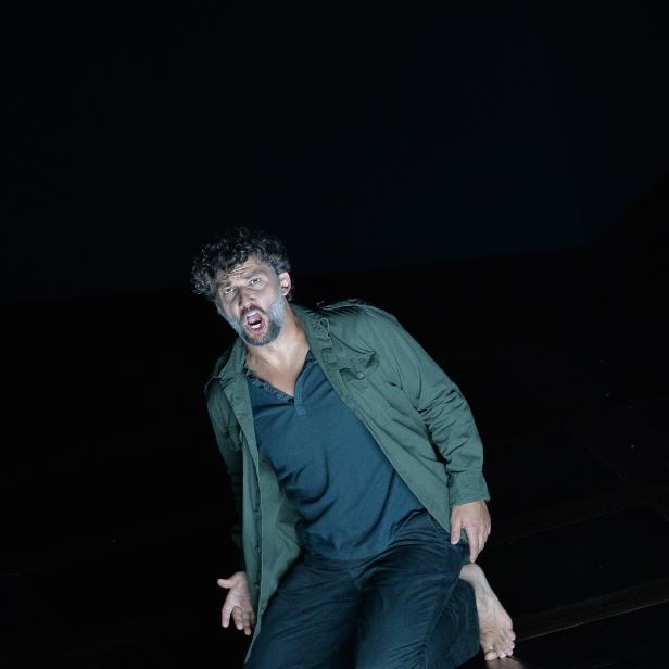 Jonas Kaufmann als Florestan in "Fidelio", Salzburg, Sommer 2015, Großes Festspielhaus.