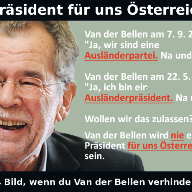 Bild mit falschem Zitat auf der Facebook-Seite "Nein zu Van der Bellen"