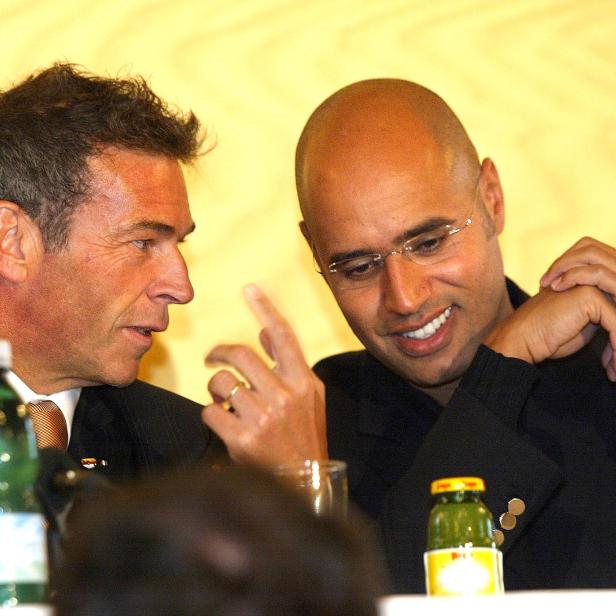 Jörg Haider und Saif El Islam El Gaddafi 