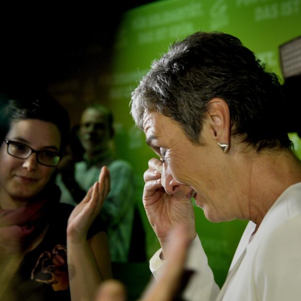 Die Grüne Spitzenkandidatin Ulrike Lunacek in der Wahlzentrale der Grünen im Rahmen der Nationalratswahl 2017