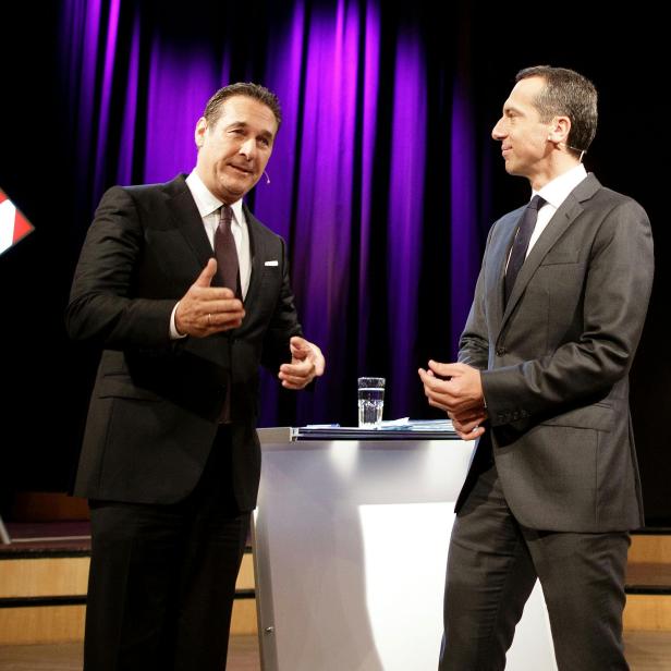 Bundeskanzler Christian Kern und FPÖ-Chef Heinz-Christian Strache bei der Ö1-Diskussion "Klartext".