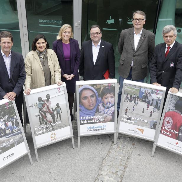 Foto des Pressetermins zum Thema "Österreichische Hilfsorganisationen schlagen Alarm" aus dem Vorjahr.