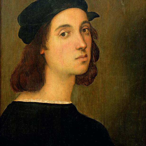 SELBSTBILDNIS: Raffaello Sanzio da Urbino, kurz Raffael (1483-1520), Selbstporträt des Künstlers, 1506; das Original findet sich in den Uffizien.