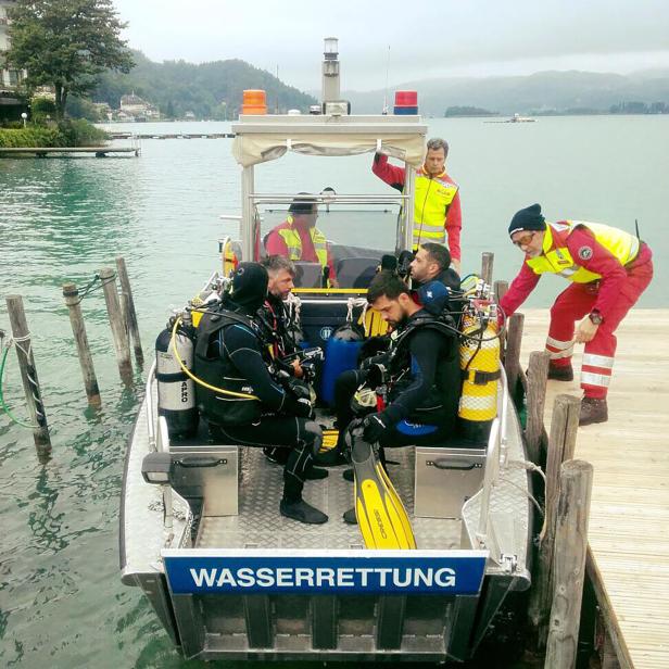 Einsatzkräfte der Wasserrettung am 3. Juni 2017 am Wörthersee