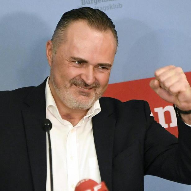 SPÖ-Spitzenkandidat und Landeshauptmann Hans Peter Doskozil  in Feierlaune